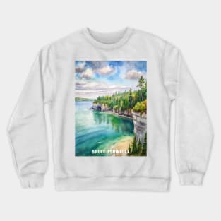 Bruce Peninsula National Park Watercolor Painting Crewneck Sweatshirt